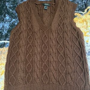 Brown sweater vest without sleeves